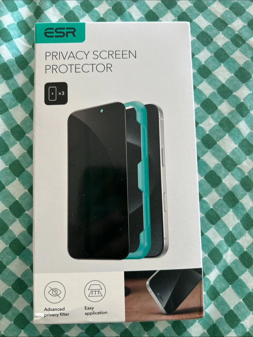 Privacy Screen Protector - Teal & Black